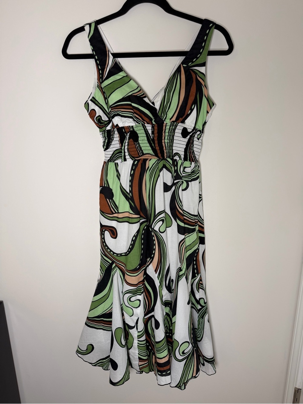 BISOU BISOU Abstract Print Fit & Flare V-Neck Sleeveless Knee Dress Size 10